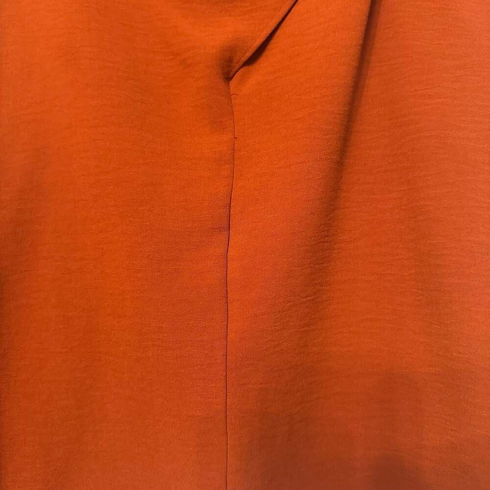 ZARA Russet Orange Draped Asymmetric Collar Batwing Sleeve Blouse Quiet Luxury - Picture 6 of 9